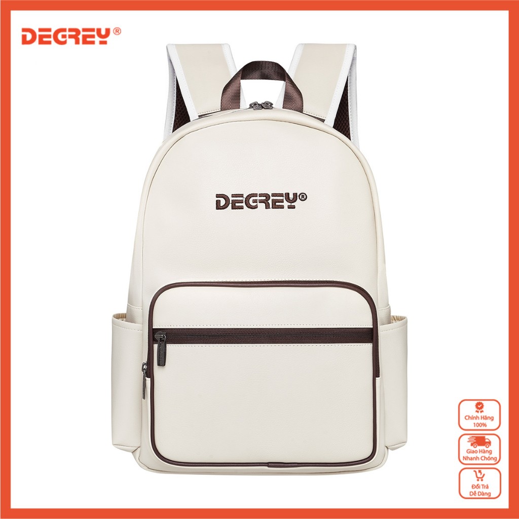 [Mã FATREND2810 giảm đến 30k tối đa 99k] Degrey Double Leather Basic Balo Kem - LBBDK