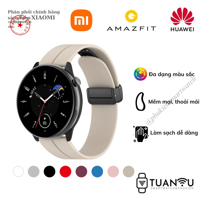 DÂY ĐEO ĐỒNG HỒ THÔNG MINH_Dây đeo silicone KHOÁ NAM CHÂM 20mm 22mm