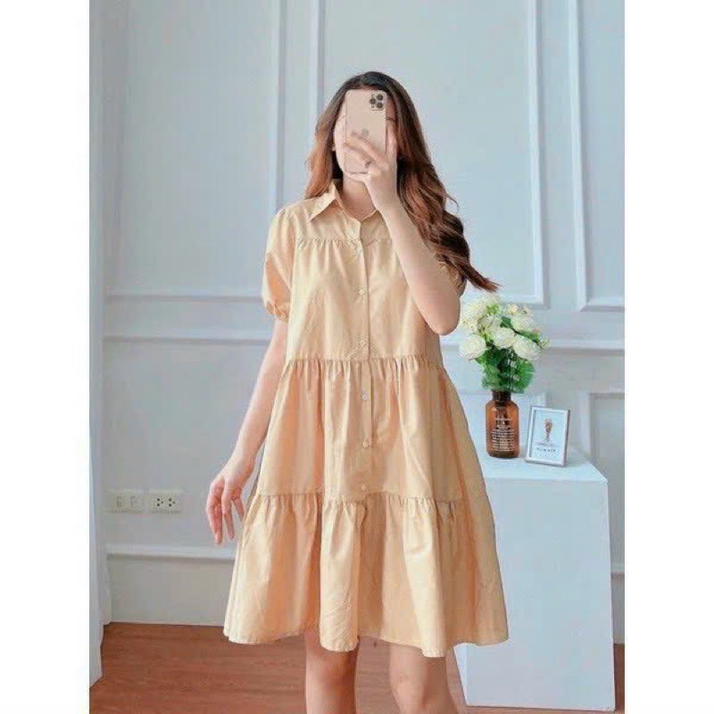 Đầm váy babydoll sơ mi tầng 5 màu