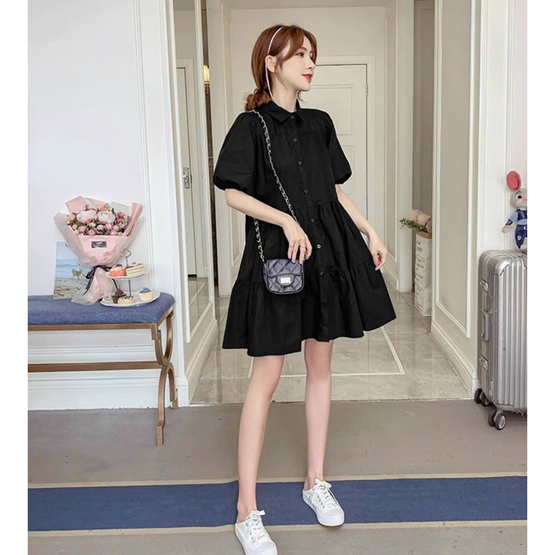 Đầm váy babydoll sơ mi tầng 5 màu