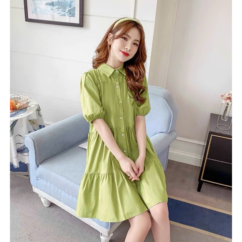 Đầm váy babydoll sơ mi tầng 5 màu