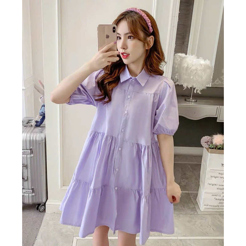 Đầm váy babydoll sơ mi tầng 5 màu