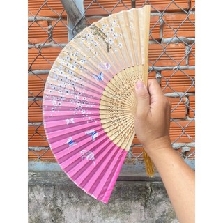 QUẠT CỔ TRANG NỮ CỰC ĐẸP - QUẠT VẢI HÌNH TRANH NAN TRE DÀI BỀN ĐẸP - PHỤ KIỆN CHỤP ẢNH, TIẸN LỢI