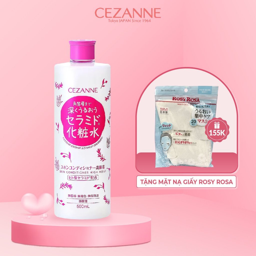 Nước hoa hồng cấp ẩm Cezanne Skin Conditioner Hight Moist Nhật Bản tăng độ đàn hồi, chống lão hóa 500ml