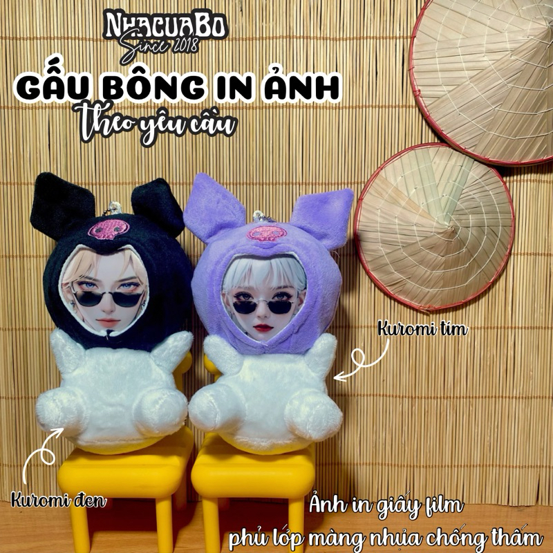 Gấu Bông In Ảnh Theo Yêu Cầu - Giá đã bao gồm ảnh - My Melody Kuromi - Nhacuabo_since2018