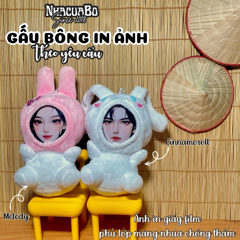 Gấu Bông In Ảnh Theo Yêu Cầu - Giá đã bao gồm ảnh - My Melody Kuromi - Nhacuabo_since2018