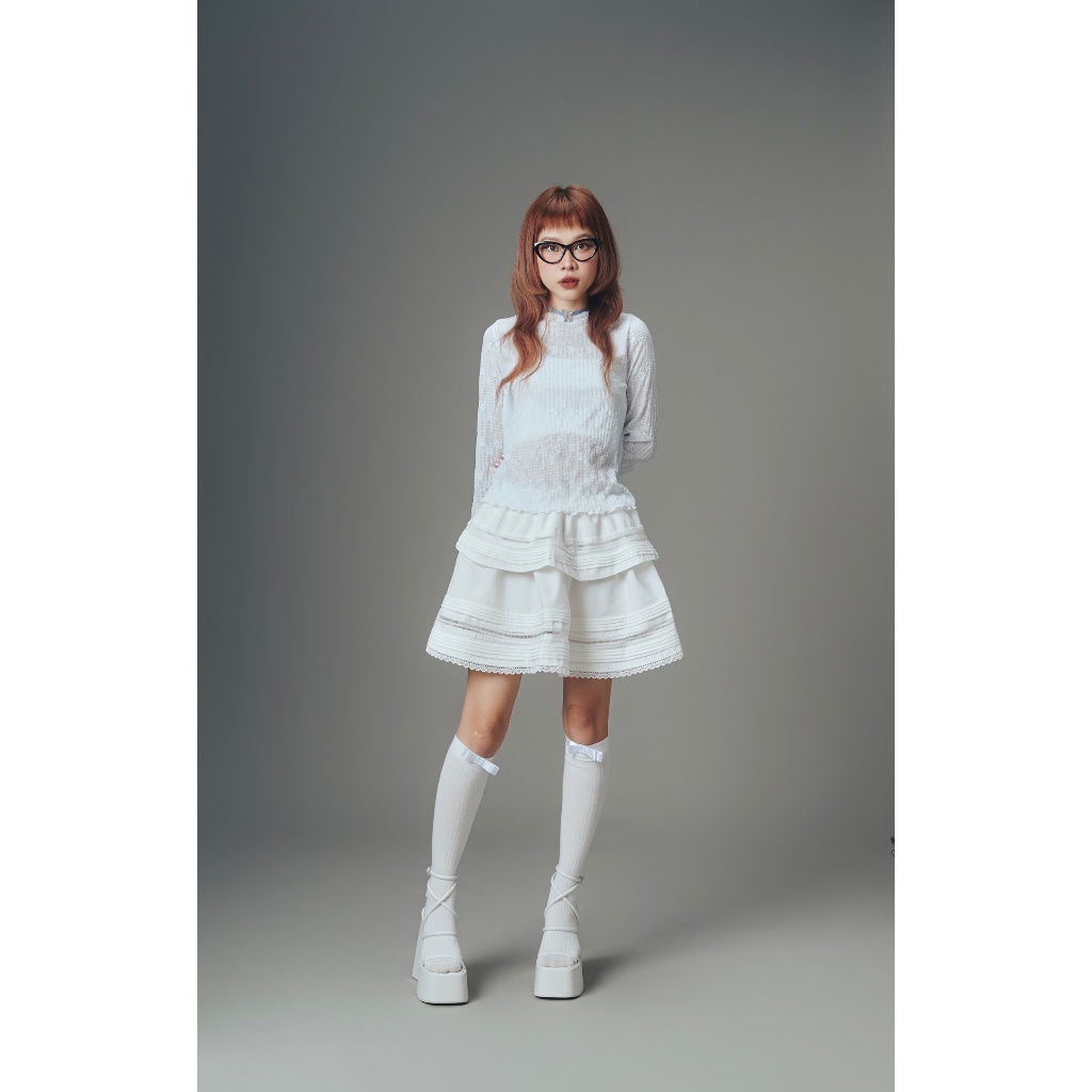 Áo len ren tay dài xuyên thấu Remmus cho nữ