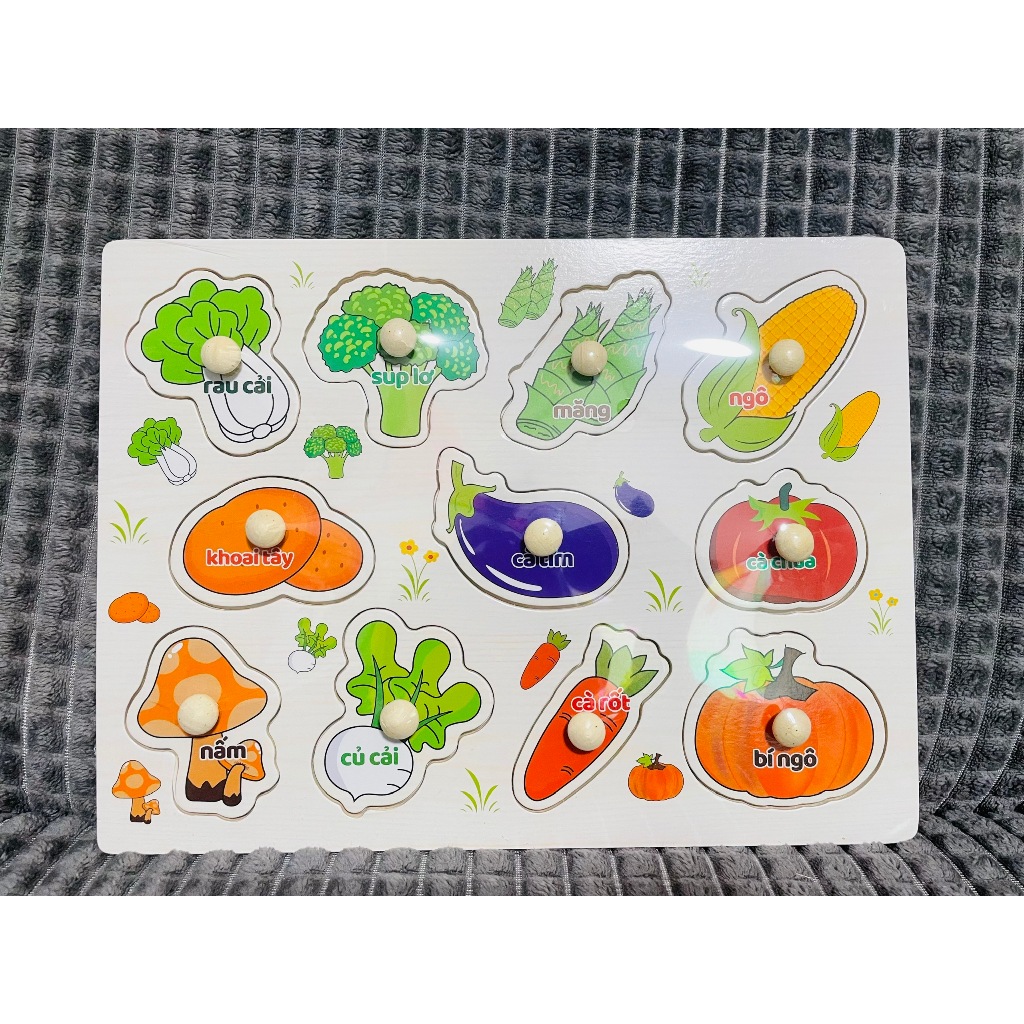 Bảng núm gỗ ghép hình nhiều chủ đề cho bé , đồ chơi ghép hình bằng gỗ thông minh, đồ chơi Montessori thông minh cho bé