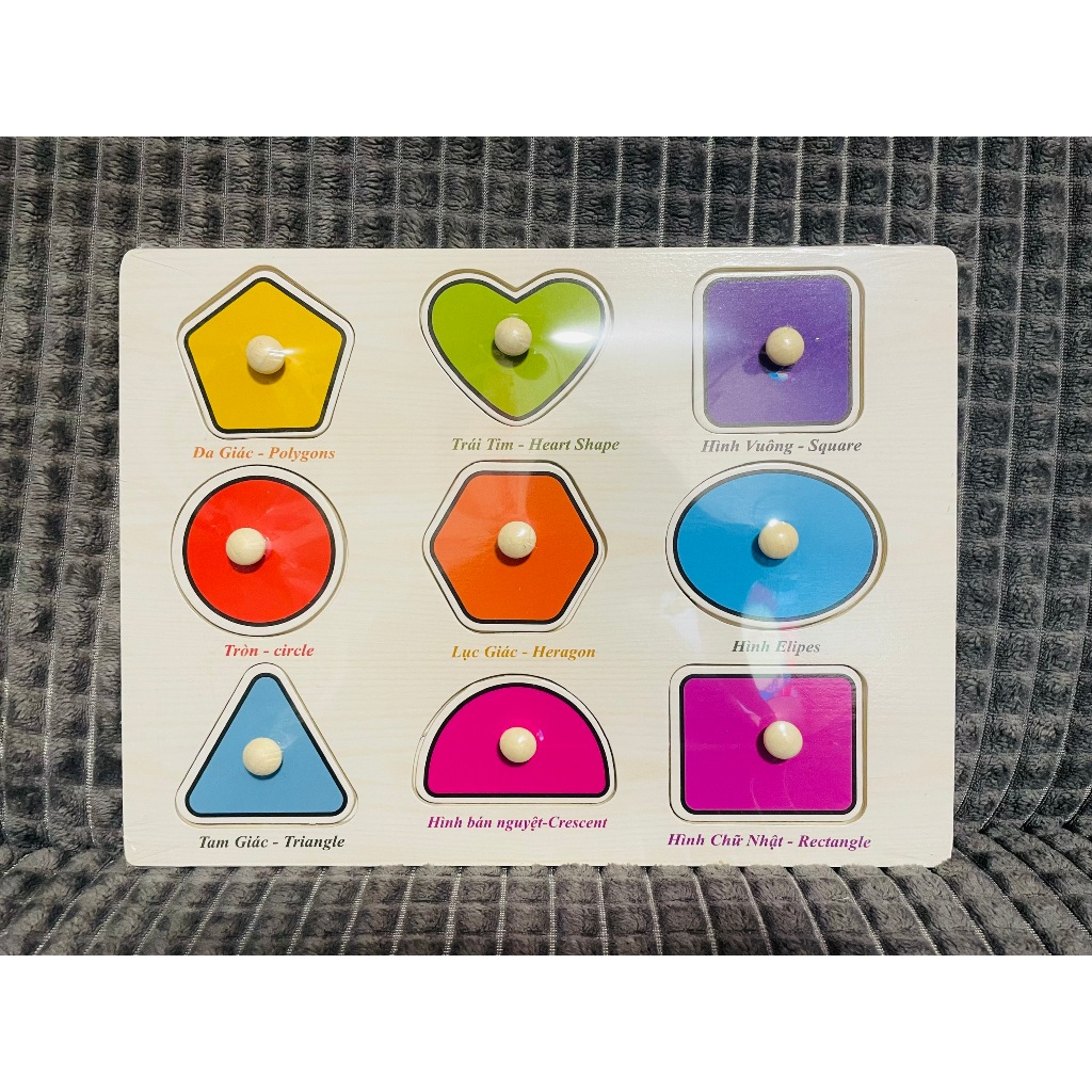 Bảng núm gỗ ghép hình nhiều chủ đề cho bé , đồ chơi ghép hình bằng gỗ thông minh, đồ chơi Montessori thông minh cho bé