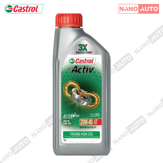 Dầu nhớt xe máy số, côn castrol activ 4t 20w40 800ml