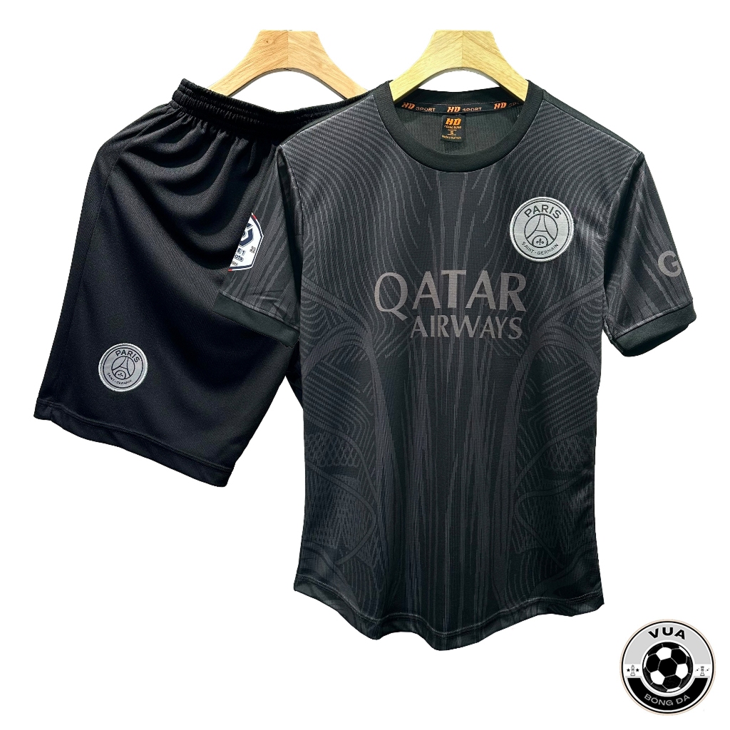 Quần áo bóng đá, đồ đá banh PSG Đen 23/24 thun mè cao cấp không nhăn không xù lông - VUA BÓNG ĐÁ