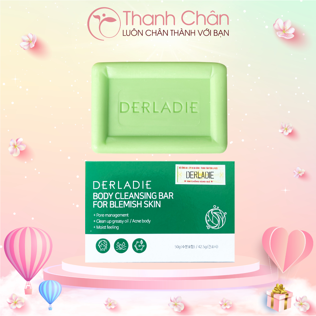 Xà Phòng Giảm Mụn Lưng Cơ Thể Derladie Body Cleansing Bar Blemish Skin 50g