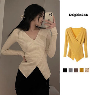 Áo Len Nữ Kiểu Hàn Quốc Trễ Vai Ulzzang hot hit Vạt Chéo Trễ Vai Dài Tay G-4.2