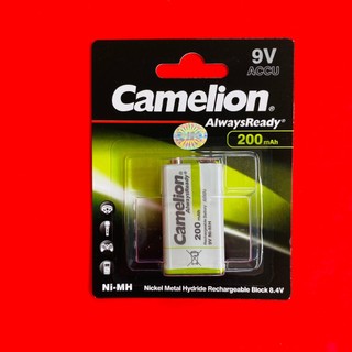 Vỉ 1 viên pin sạc vuông 9V 200mah Camelion thông minh màu trắng xanh