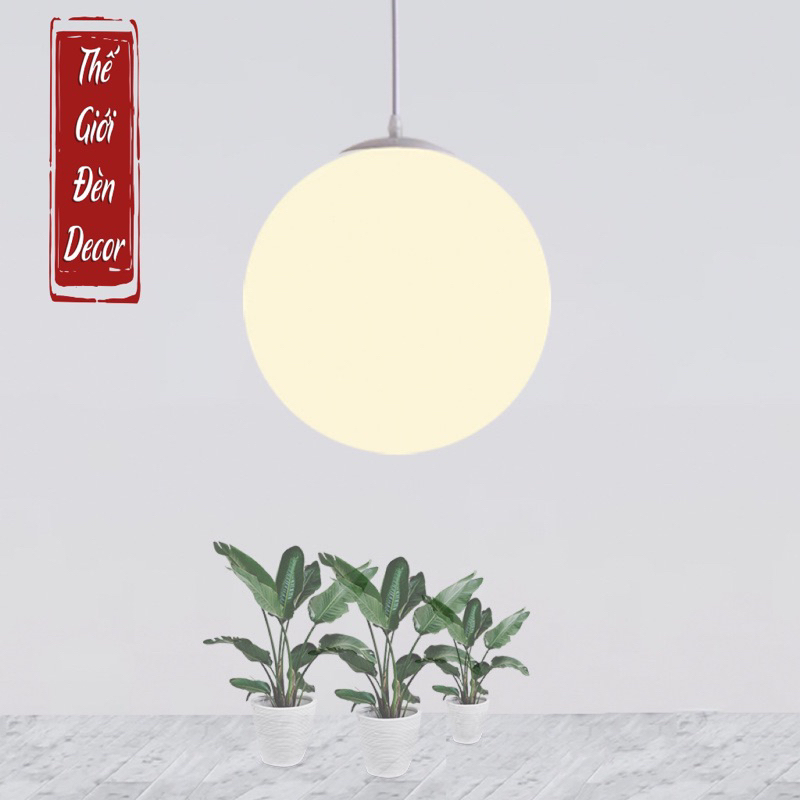 Đèn thả thủy tinh bóng tròn 25cm T140 , đèn thả cầu trắng phi 250mm