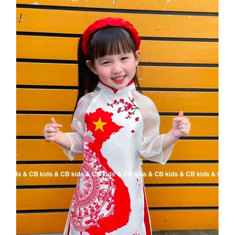 Siêu phẩm set bộ cách tân áo dài hình bản đồ và trống đồng việt nam #Quanaotreem #Thoitrangchobe