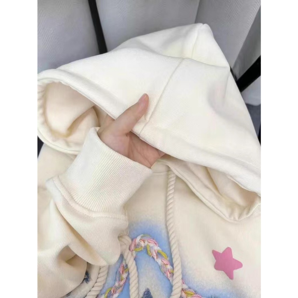 Áo Hoodie Dáng Rộng In Hình Ngôi Sao
