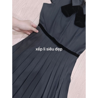 Váy xếp li nơ eo tay hến