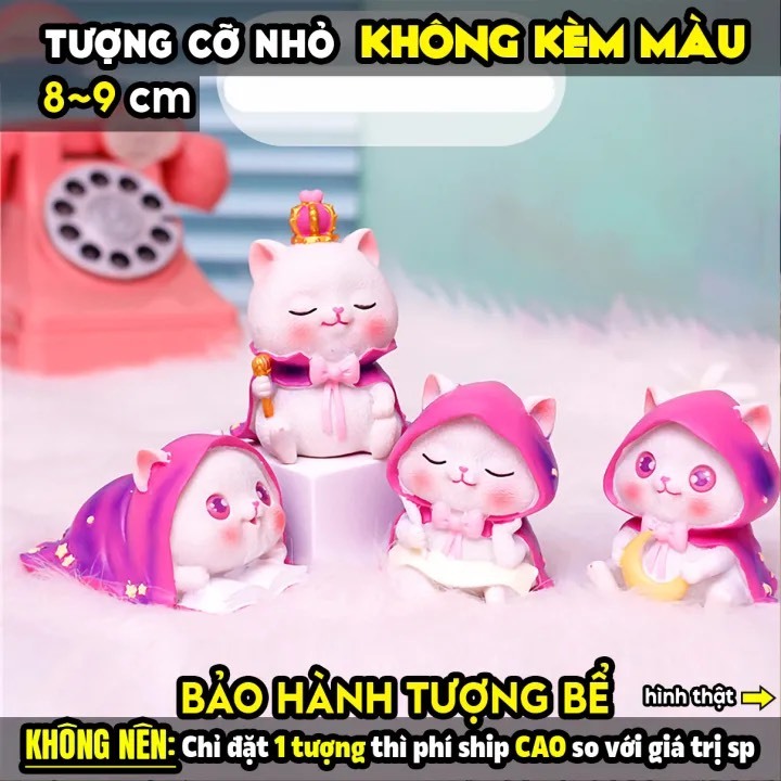 Tô Tượng Thạch Cao Mèo Quý Tộc Size M - Tượng Tô Màu Cho Bé  - Bảo Bình Decor