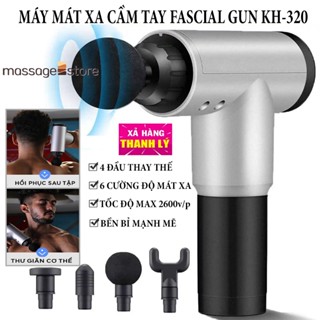 Súng Massage Cầm Tay KH320 FASCIAL GUN 4 đầu và 6 cấp độ - Máy Massage Mini, Máy Mát Xa Cầm Tay, Súng Mát Xa Cầm Tay