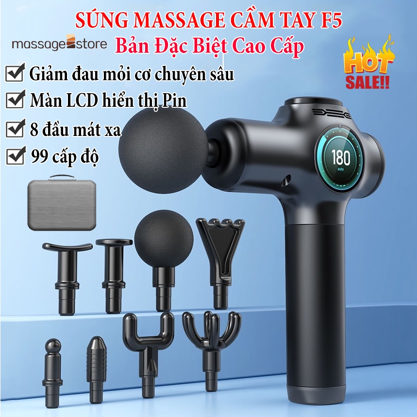 Máy Massage Cầm Tay Cao Cấp 8 đầu và 99 cấp độ matxa - Súng mát xa cầm tay, máy mát xa cầm tay, máy đấm lưng