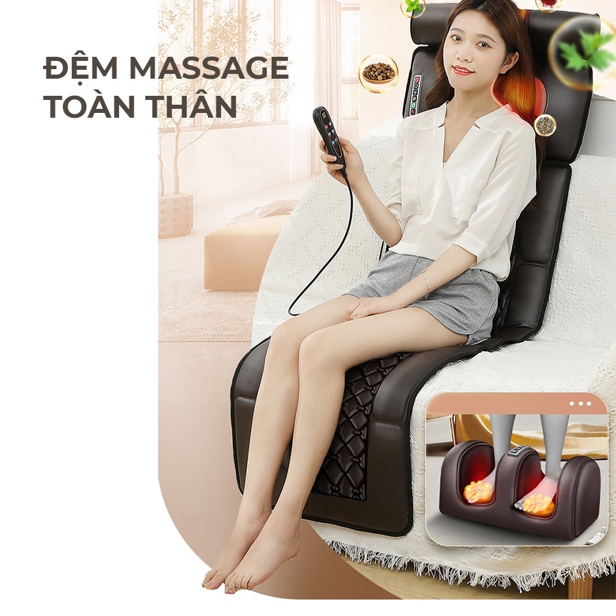 Đệm Massage Toàn Thân Cao Cấp Kèm Gối Thảo Mộc Và Mát Xa Chân - Thảm Mát Xa Toàn Thân, Nệm Massage 9 Cấp Độ, Đệm Mát Xa