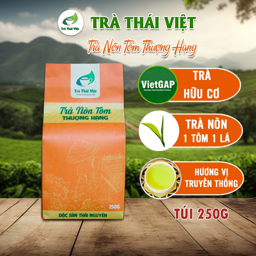 Trà Thái Nguyên VietGAP, Trà Nõn Tôm Thượng Hạng, Trà Bắc, Trà Mạn, Chè Thái Nguyên Sao Tay Nhà Trà Thái Việt Gói 250G