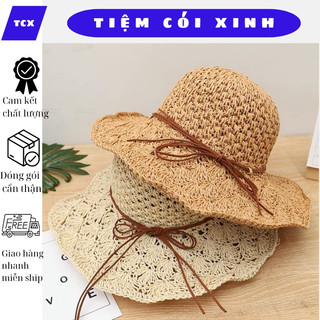 Mũ cói mềm gấp gọn dây nơ nhỏ đi biển vintage Tiệm Cói Xinh
