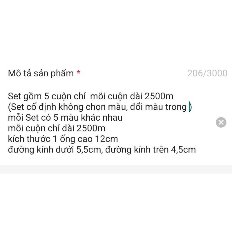 Set 5 cuộn chỉ may mỗi cuộn dài 2500m