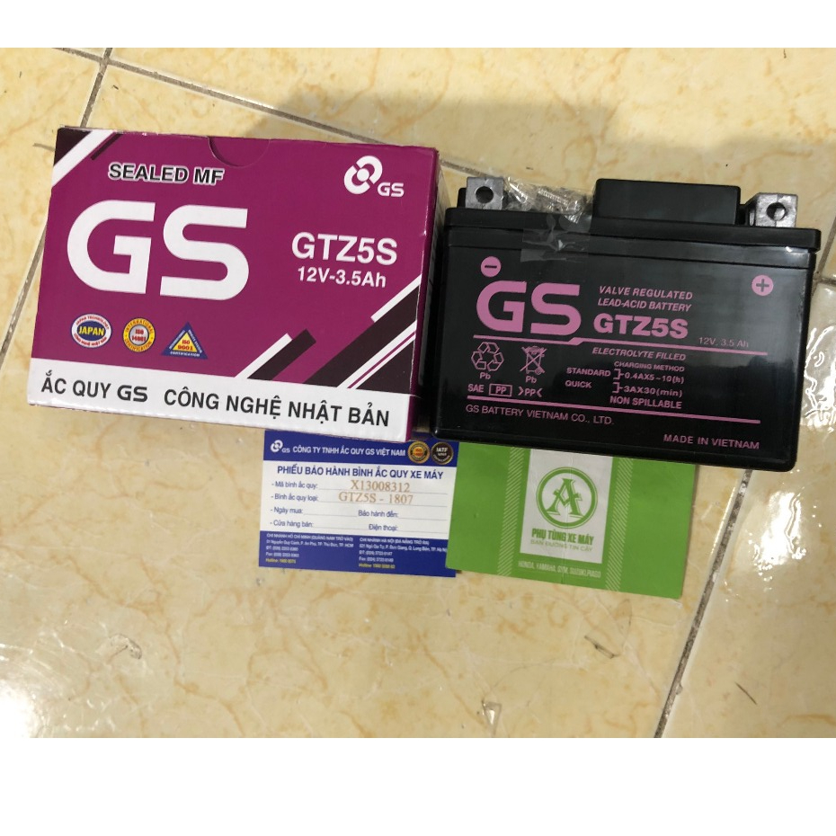 BÌNH ẮC QUY GS GTZ5S CHO XE WAVE RS, FUTURE NEO...