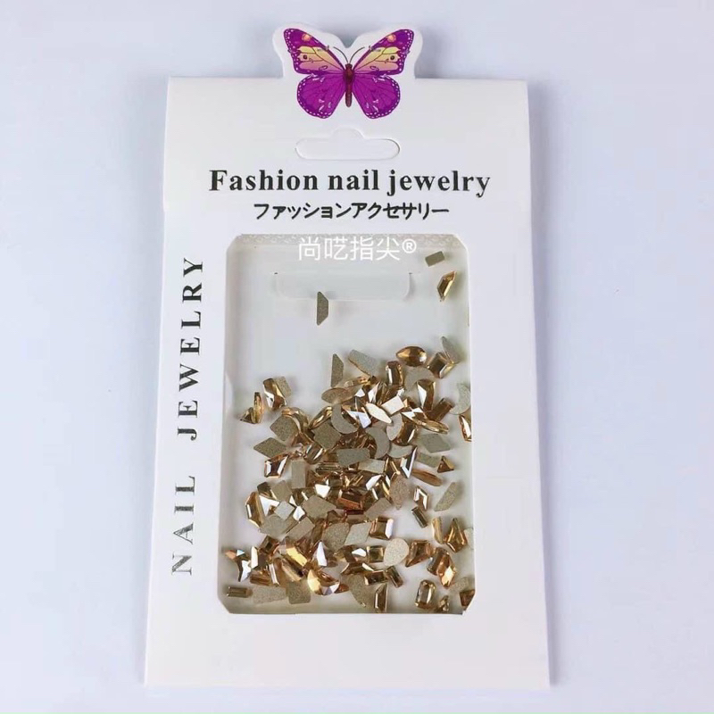 Đá khối chân bằng mix size 100 viên, Trắng, AB, Vàng Trà ,Ánh xanh Nail HN