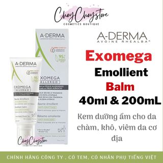 (TEM CTY) Kem dưỡng ẩm Aderma Exomega Emollient 40ml & 200ml Giảm khô ngứa cho da rất Khô, Viêm Da Cơ Địa (A-Derma )