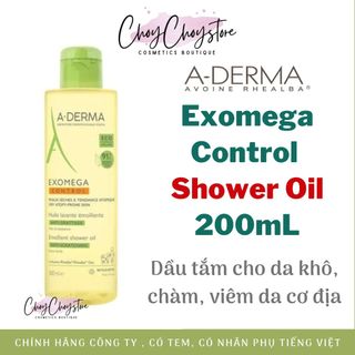 [TEM CTY] Dầu Tắm Aderma Exomega Control Shower Oil 200mL - A-Derma Cho Da Viêm Cơ Địa Đến Da Rất Khô