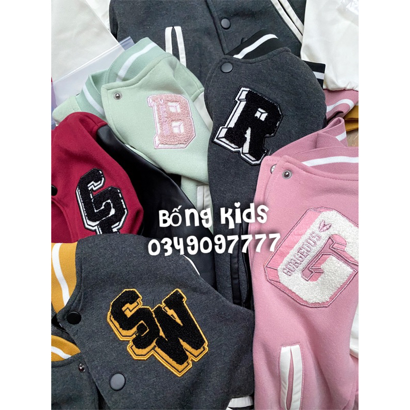 Áo Khoác Nhẹ Bomber Bé Trai & Bé Gái Thêu Chữ Tay Da PERRO