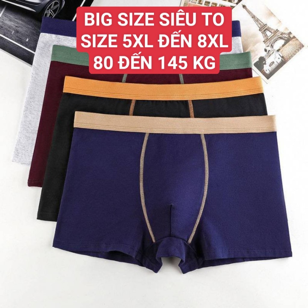 Quần lót nam sịp đùi big size cho người to béo mập size lớn cotton cao cấp thoáng khí từ 80 đến 145 kg