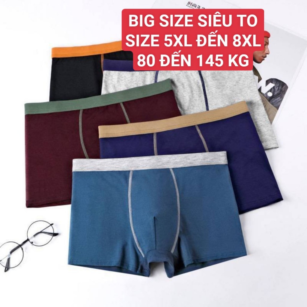 Combo 3 Quần lót nam sịp đùi big size cho người to béo mập size lớn cotton cao cấp thoáng khí từ 80 đến 145 kg