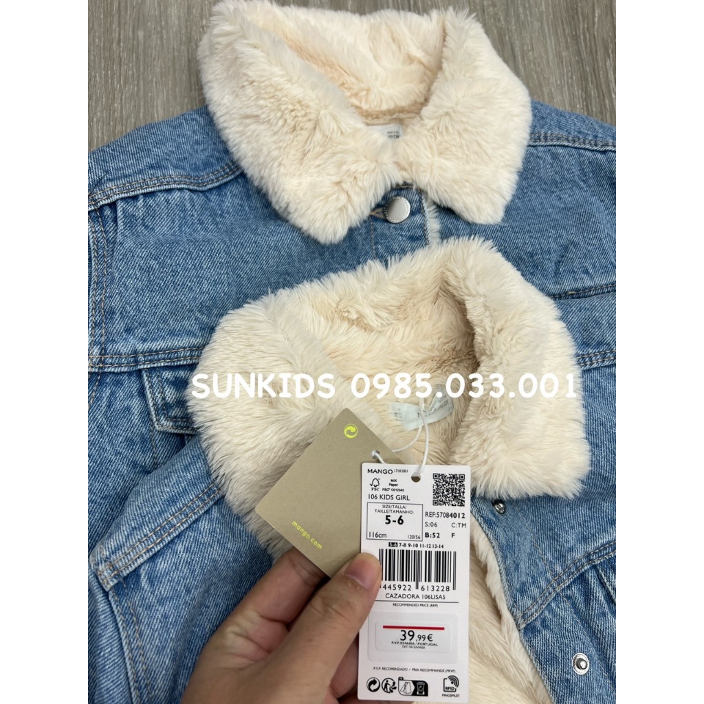 Áo khoác Jean Man.go  lót lông thỏ mềm