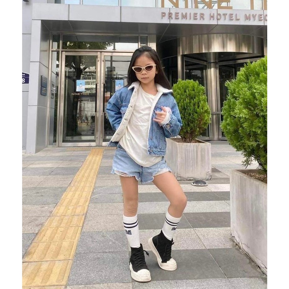 Áo khoác Jean Man.go  lót lông thỏ mềm