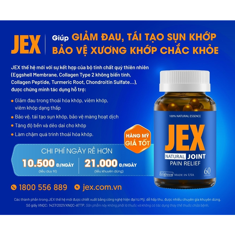 Viên uống JEX Thế Hệ Mới hỗ trợ tăng cường tái tạo sụn và xương khớp hộp