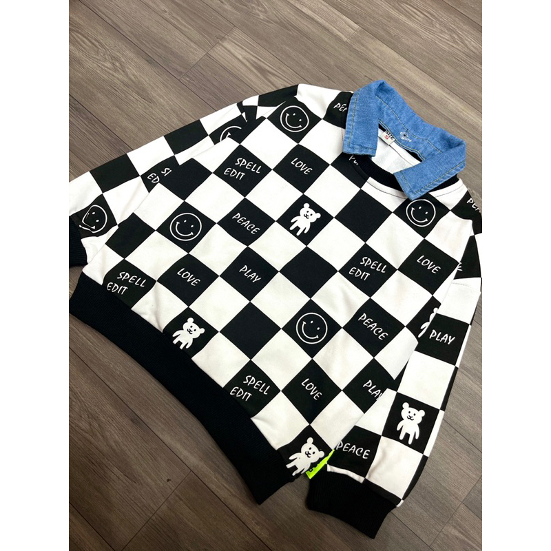 Áo nỉ kèm cổ polo bò 110-150