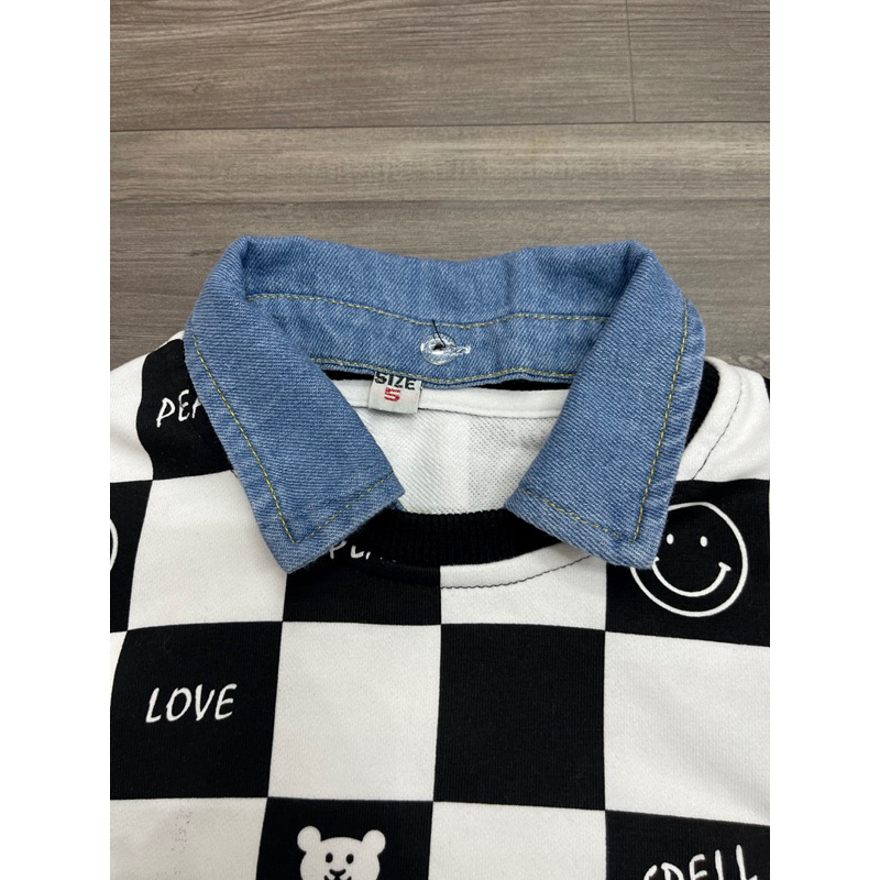 Áo nỉ kèm cổ polo bò 110-150