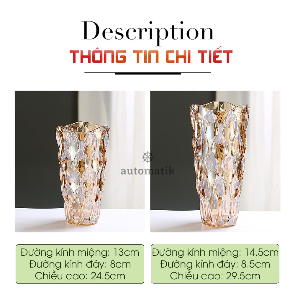 Bình Hoa Decor Thuỷ Tinh Trong Suốt Để Bàn Trang Trí Để Bàn Giáo Viên Đẹp Trang Trí Phòng Khách 30 Cm Pha Lê  Automatik