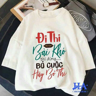 áo phông Đi thi gặp bài khó áo thun bassic chất liệu cotton co giãn 4 chiều mặc mát. Size S M L Xl ( 38-68kg tùy cao)