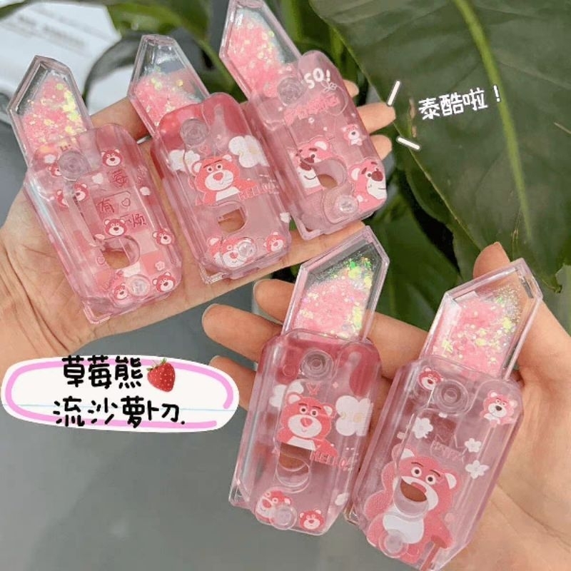 1Cái Dao Vô Tri Gấu Dâu  Có Nhũ Kim Tuyến - Dao Cà Rốt Vô Tri Gấu Dâu Kèm Nhũ - Đồ Chơi Dao Gấu Dâu Bằng Nhựa Hottrend