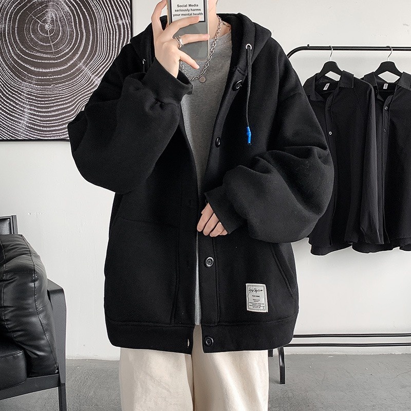 Áo khoác hoodie nút phù hợp nam nữ - Azura Store