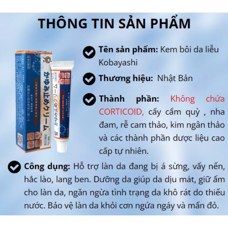 Kem Bôi Da Liễu KOBAYASHI Hỗ Trợ Làn Da Đang Bị Á Sừng, Vẩy Nến, Hắc Lào, Lang Ben 18