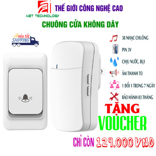 Chuông cửa không dây 38 nhạc chuông, 3 mức âm lượng, kiểu dáng đẹp, nhỏ gọn, bắt sóng khỏe