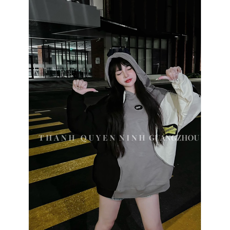 Áo Hoodie Nỉ Pha Màu Mũi Tên Siêu Chất