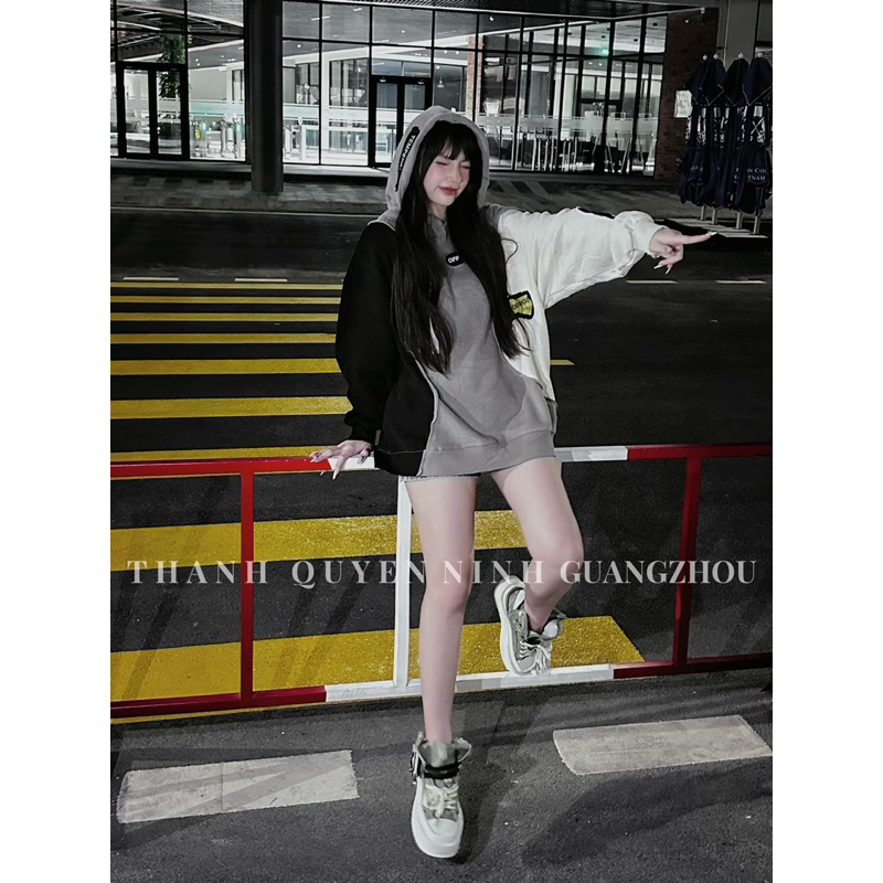 Áo Hoodie Nỉ Pha Màu Mũi Tên Siêu Chất
