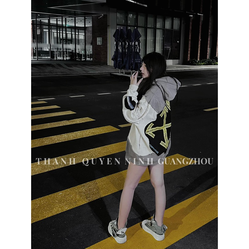 Áo Hoodie Nỉ Pha Màu Mũi Tên Siêu Chất